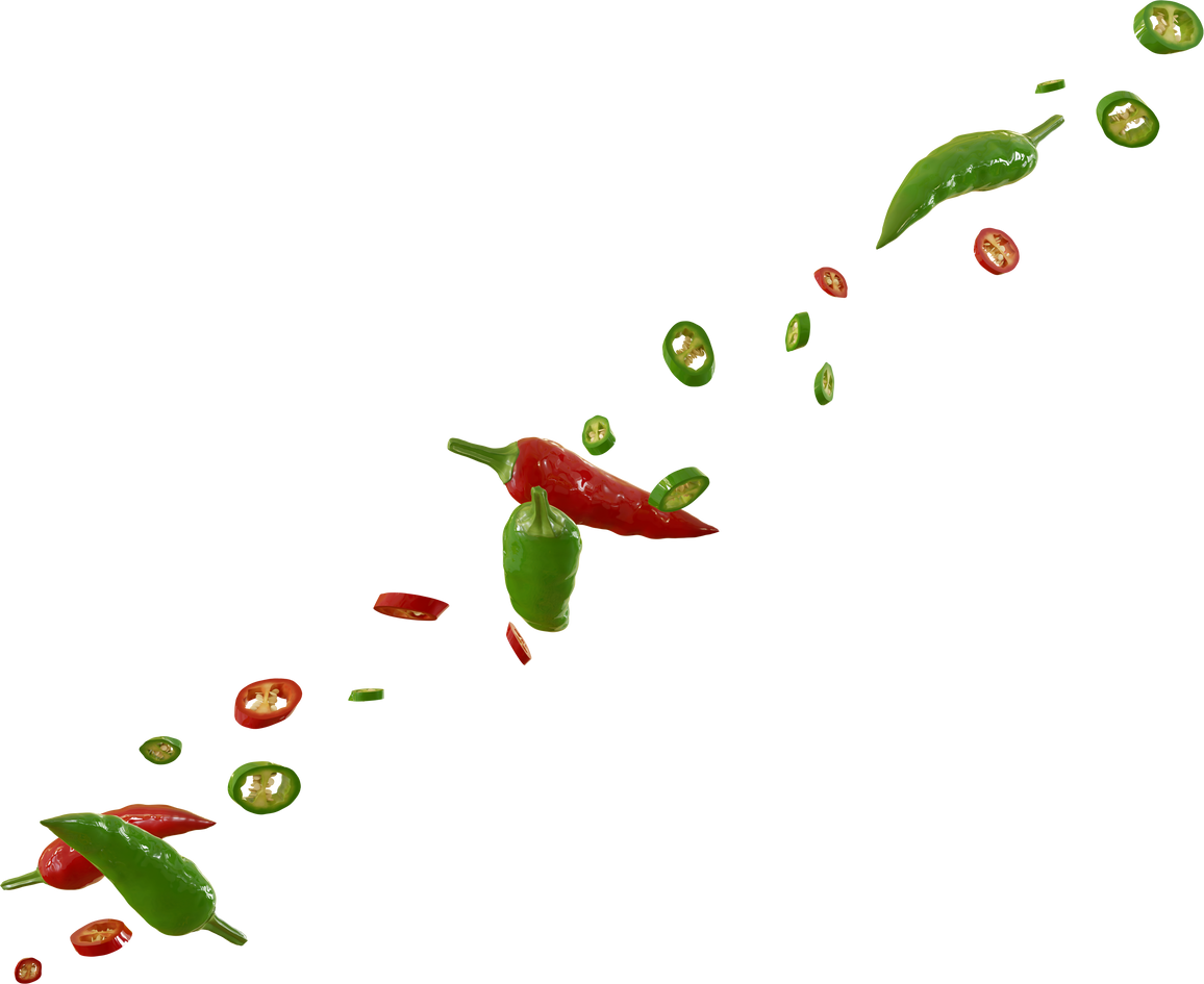 flying chili slices